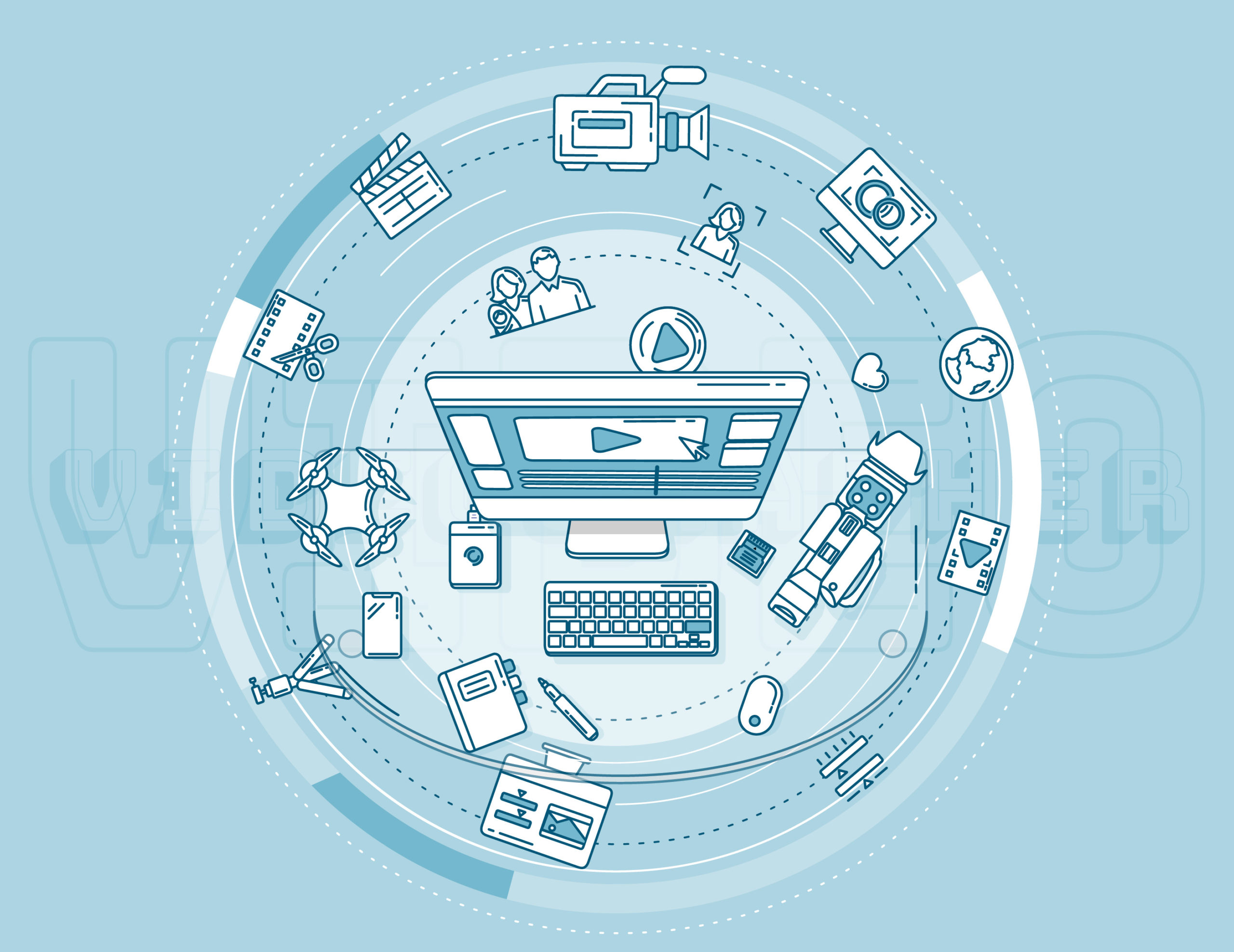 Promotional illustration for advertising profession of a videographer.